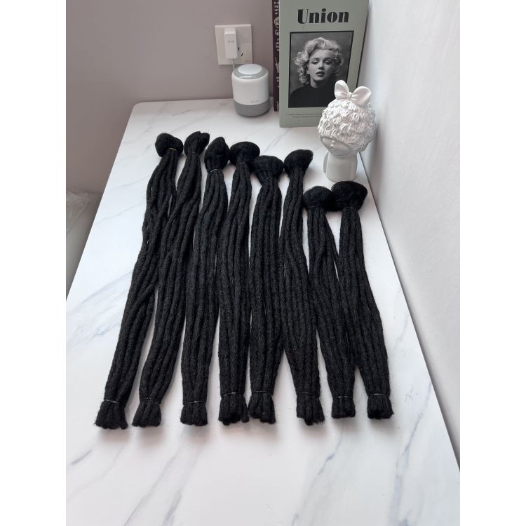KAMA Permanent Dyeable Interlocking Dreadlocks 100% Human Hair Extensions Close-up Texture View