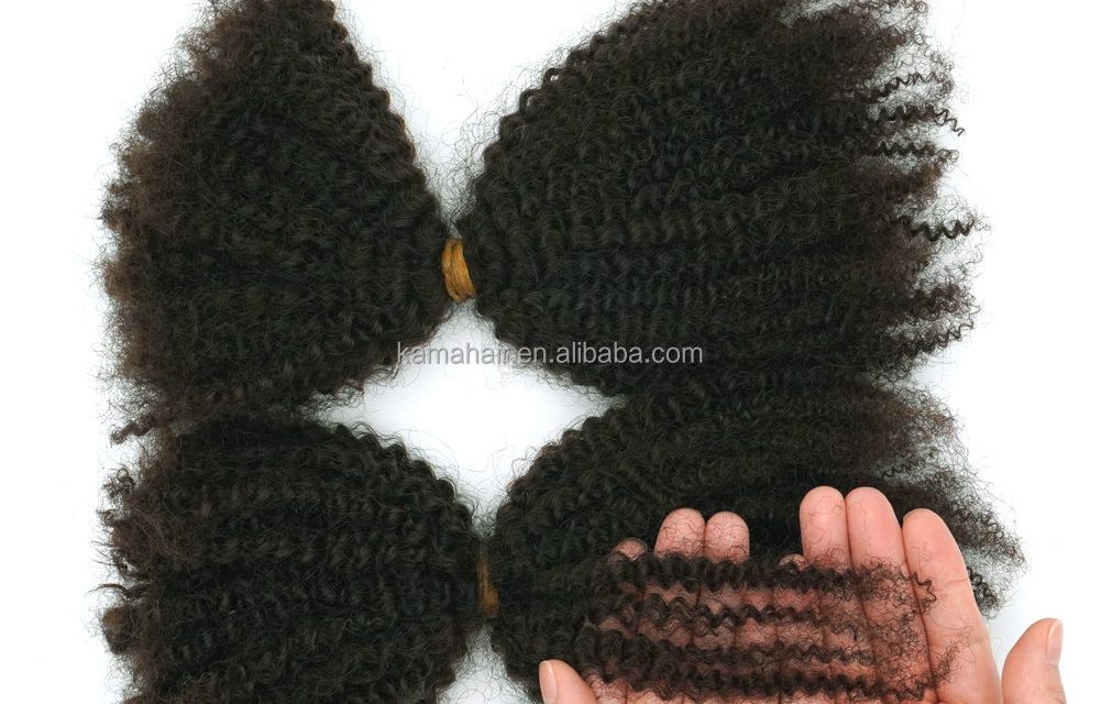 KAMA Hair Remy Indian 4C Afro Kinky Curly Bulk Hair — Long-Lasting Virgin Human Hair