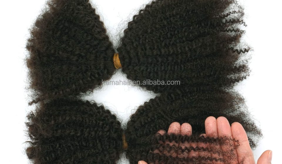 KAMA Hair Remy Indian 4C Afro Kinky Curly Bulk Hair — Long-Lasting Virgin Human Hair